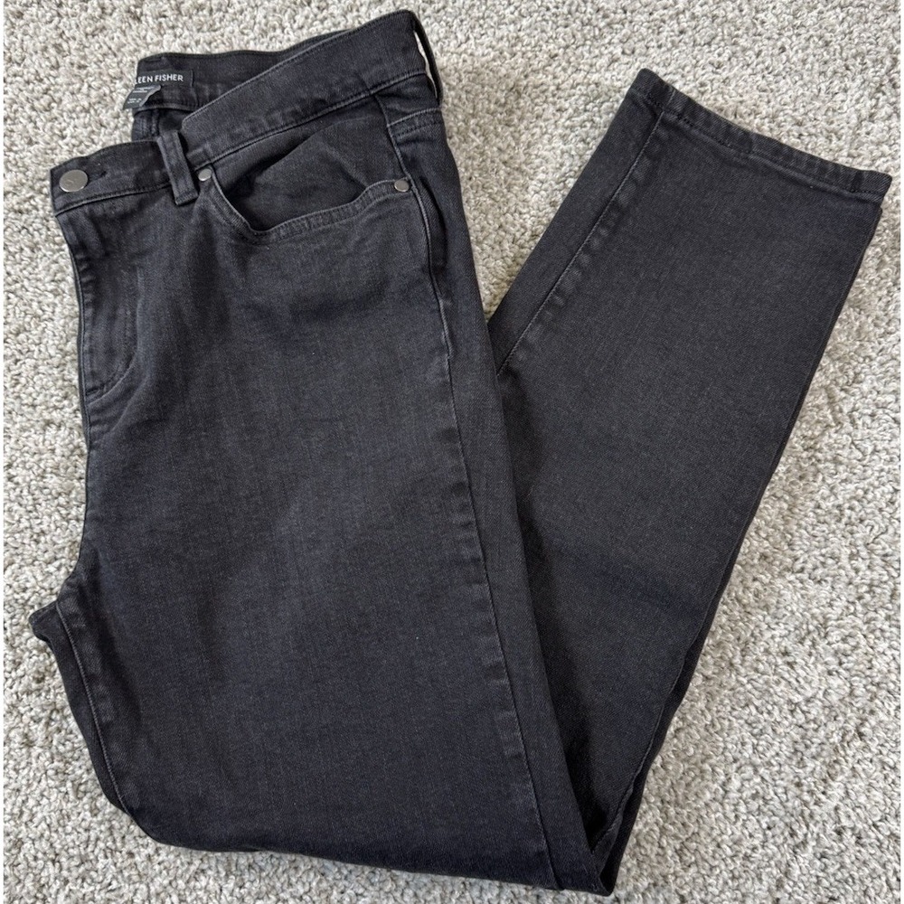 Eileen Fisher Women's Black Jeans‎ Straight Leg Denim Casual Medium 33x26.5